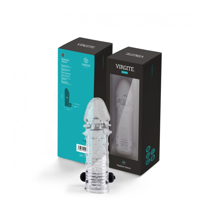 REALISTIC PENIS SHEATH S11 TRANSPARENT 15'5 CM W/ VIBRATION