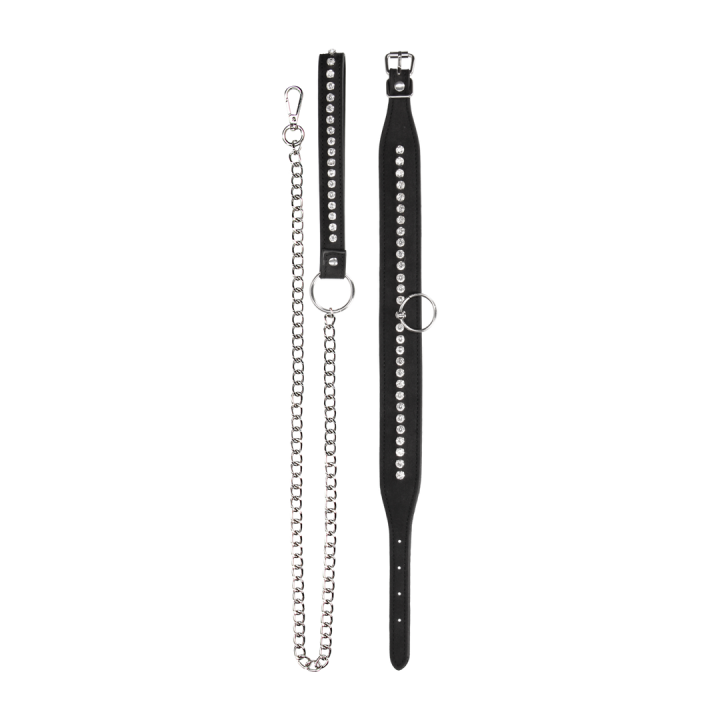 Diamond Studded Collar with Leash