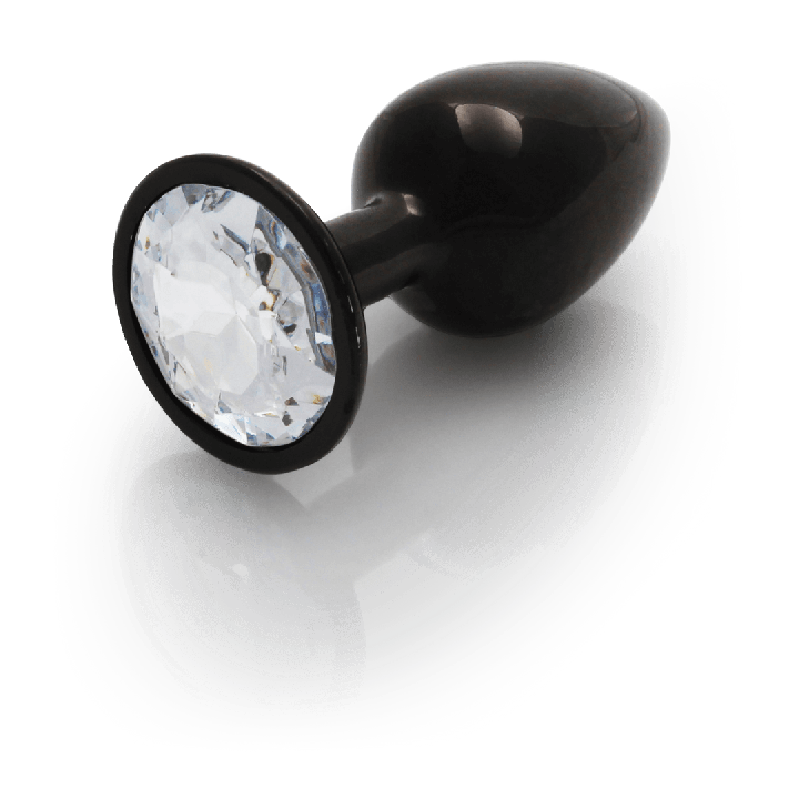 Round Gem Butt Plug - Small - Gunmetal/Diamond