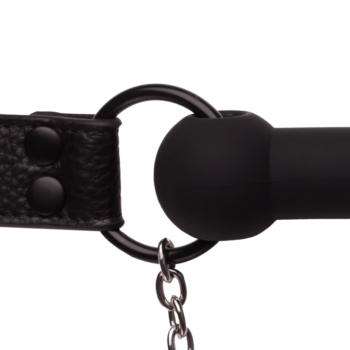 Silicone Bit Gag with Nipple Clamps - Black