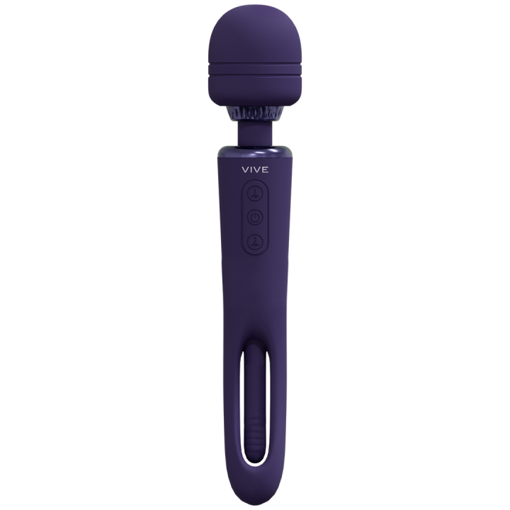 Kiku - Double Ended Wand with Innovative G-Spot Flapping Stimulator - Purple
