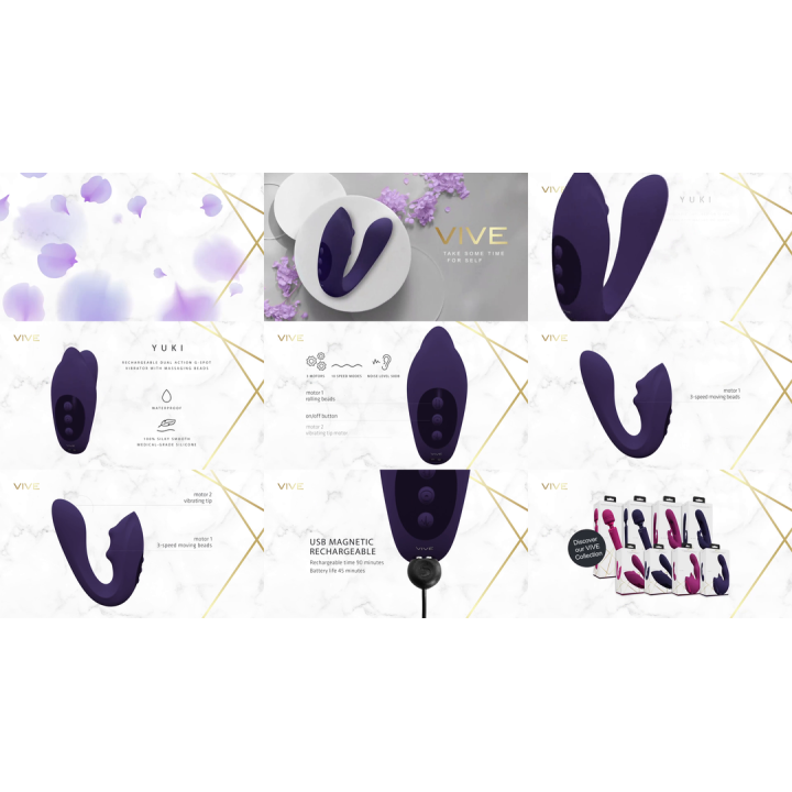 Yuki - Dual Motor G-Spot Vibrator with Massaging Beads - Purple