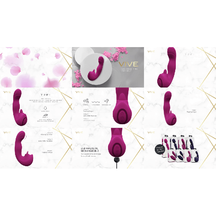 Yumi - Triple Motor G-Spot Finger Motion Vibrator and Flickering Tongue Stimulator - Pink