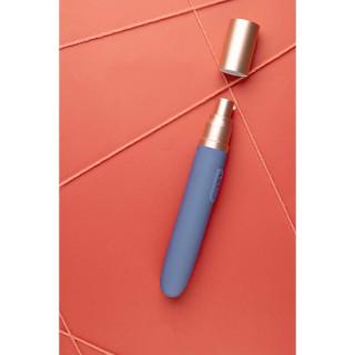 Travel Vibrator with Lube Compartment and Pump - Blue Horizon