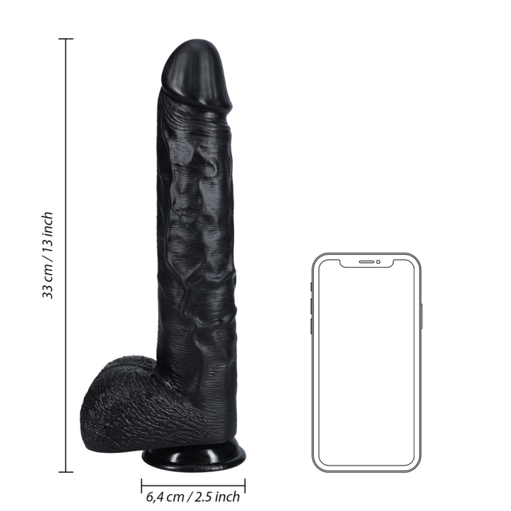 Extra Large Straight with Balls 13 / 33 cm - Black