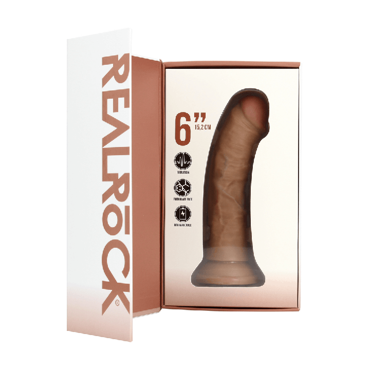 Vibrating Regular Curved Cock - 6 / 15,5 cm - Tan