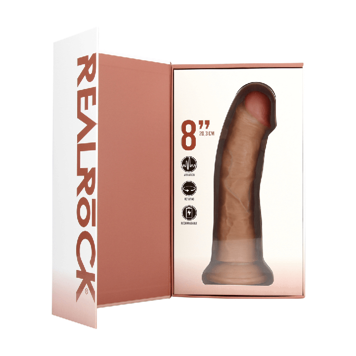 Vibrating and Rotating Regular Curved Cock - 8 / 20,5 cm - Tan