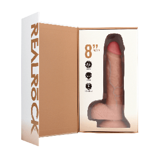 Vibrating and Rotating Straight Cock with Balls - 8 / 20,5 cm - Flesh