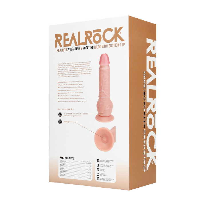 Vibrating and Rotating Straight Cock with Balls - 8 / 20,5 cm - Flesh