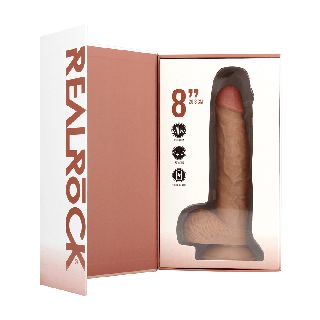 Vibrating and Rotating Straight Cock with Balls - 8 / 20,5 cm - Tan