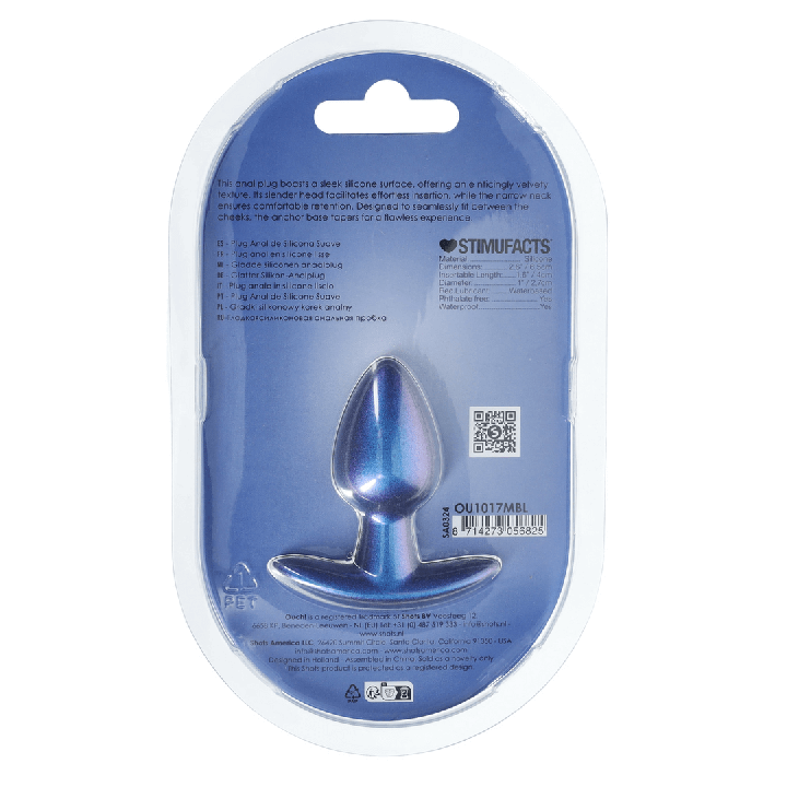 Smooth Silicone Anal Plug - Small - 2.6 / 6,5 cm - Metallic Blue