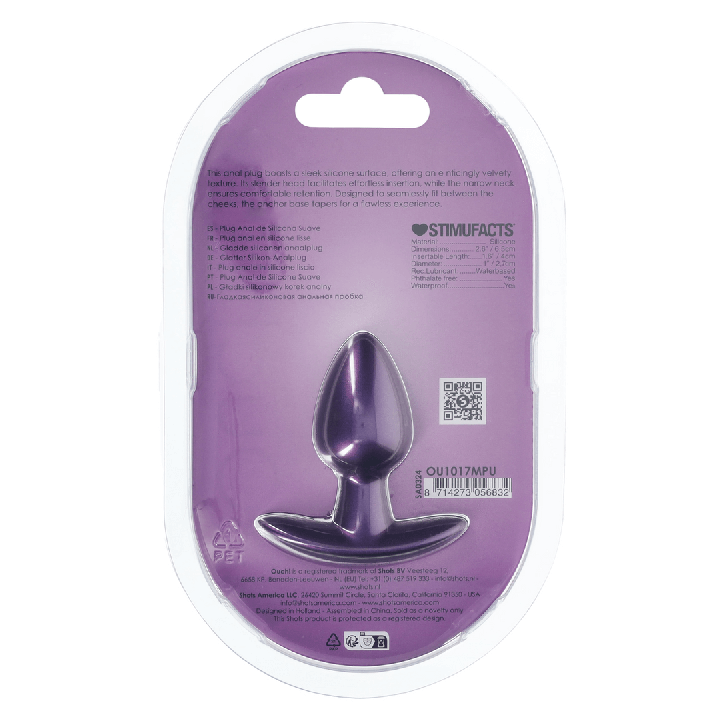 Smooth Silicone Anal Plug - Small - 2.6 / 6,5 cm - Metallic Purple