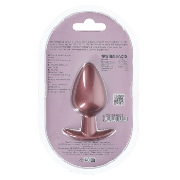 Smooth Silicone Anal Plug - Large - 3.5 / 8,9 cm - Rose Gold