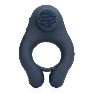 Vibrating Cockring with Clitoris Stimulation - Indigo Blue