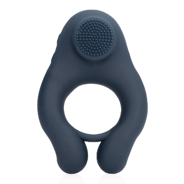 Vibrating Cockring with Clitoris Stimulation - Indigo Blue