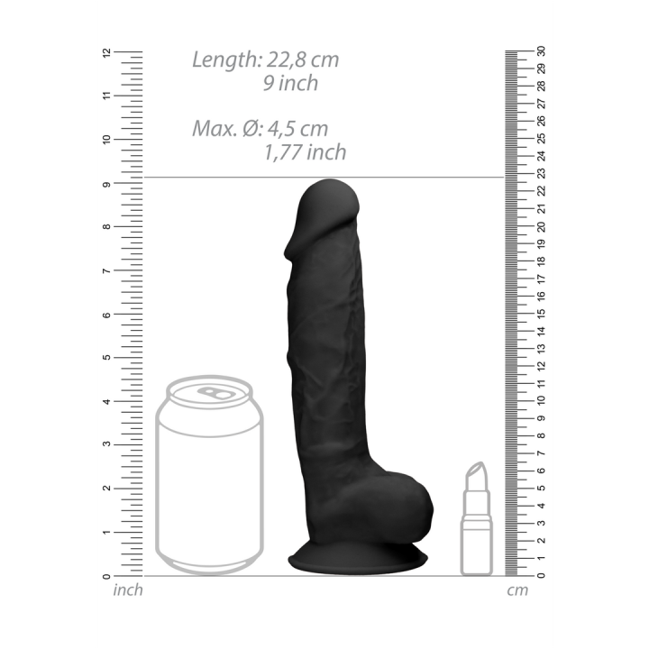 Silicone Dildo with Balls - 9 / 23 cm