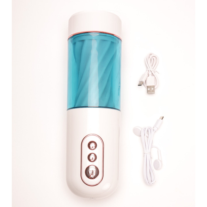 Velvet Touch masturbator z wibracją ssaniem cyberskóra ładowany usb biały