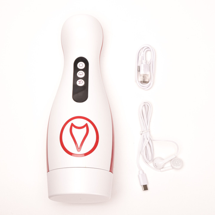 Velvet Touch masturbator z wibracją ssaniem cyberskóra ładowany usb biały