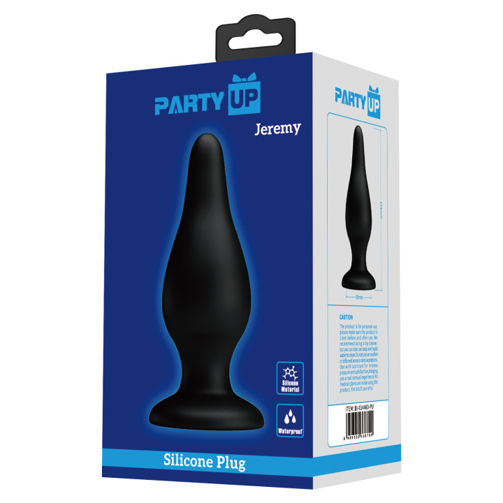 Party Up korek analny silikonowy kolor czarny Jeremy