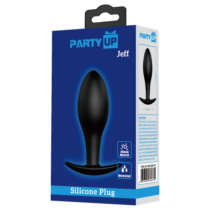 Party Up korek analny silikownowy kolor czarny Jeff