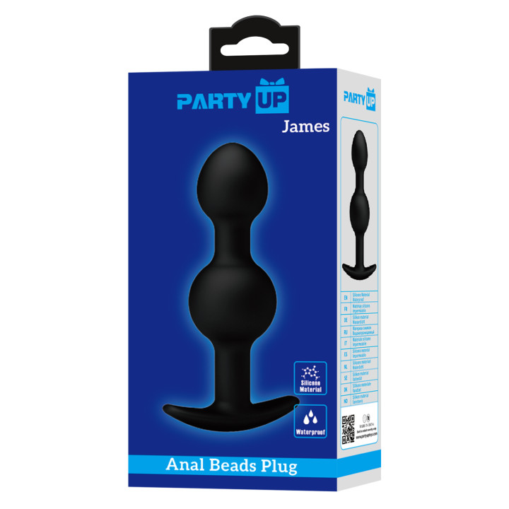 Party Up korek analny kulki silikonowy kolor czarny James