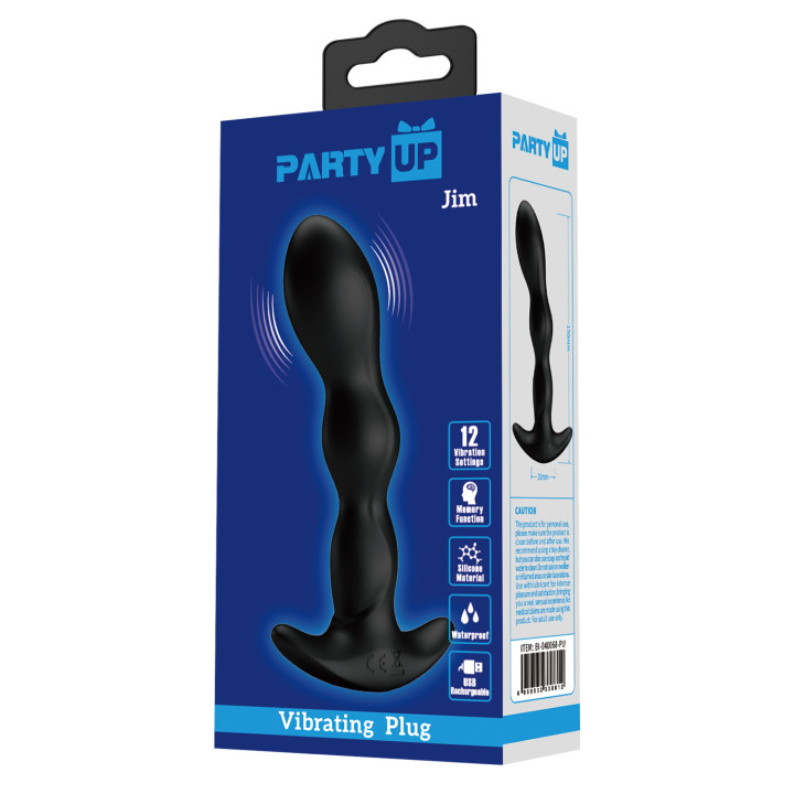 Pary Up korek analny wibrujący silikonowy ładowany usb kolor czarny  Jim