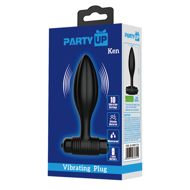 Party Up korek analny wibrujący silikonowy baterie kolor czarny Ken