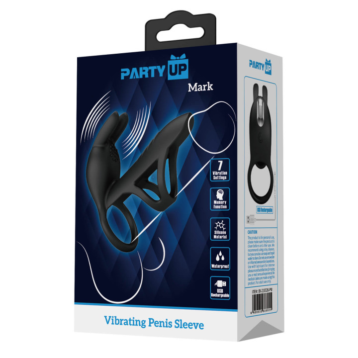Party Up pierścień wibrujący ładowany usb kolor czarny Mark