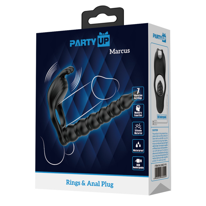 Party Up pierścień erekcyjny silikonowy wibrujący ładowany usb kolor czarny Marcus