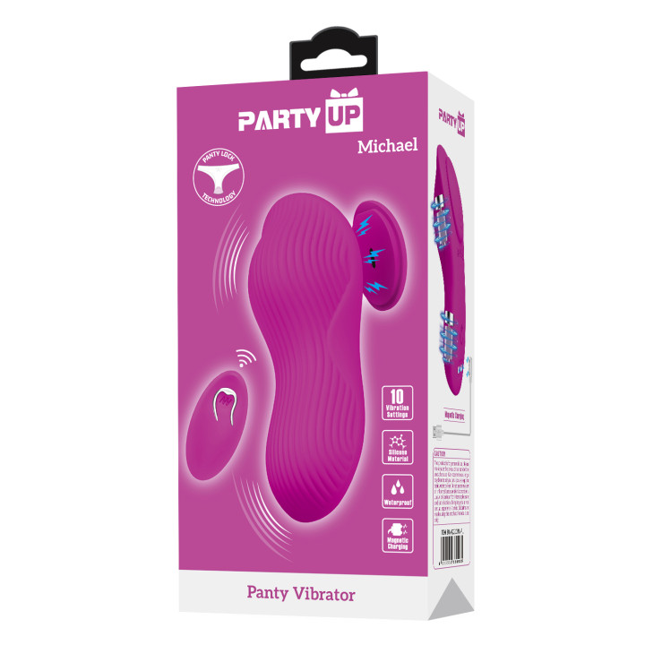Party Up stymulator łechtaczki silikonowy  sterowany bezprzewodowo ładowany usb kolor fioletowy Michael
