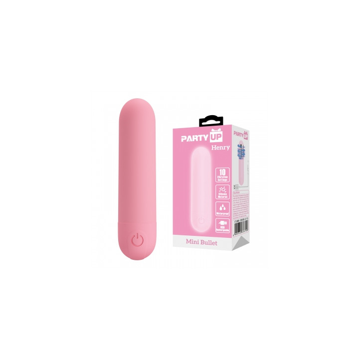 Party Up wibrator mini typ bullet ładowany usb kolor pudrowy różowy Henry