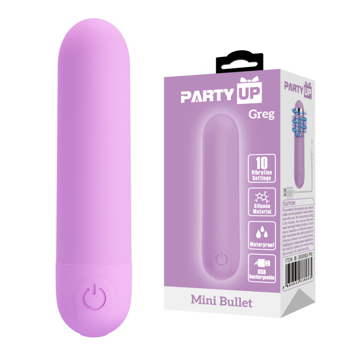Party Up wibrator mini typ bullet ładowany usb kolor fioletowy Greg