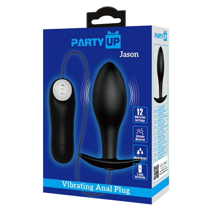 Party Up korek analny wibrujący sterowany zdalnie kolor czarny Jason
