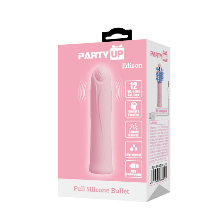 Party Up wibrator mini typ bullet ładowany usb kolor pudrowy róż Edison