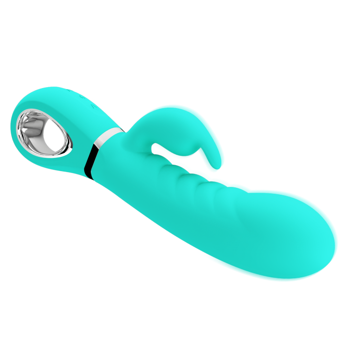 Party Up wibrator silikonowy typ króliczek ładowany usb kolor turkusowy Edward