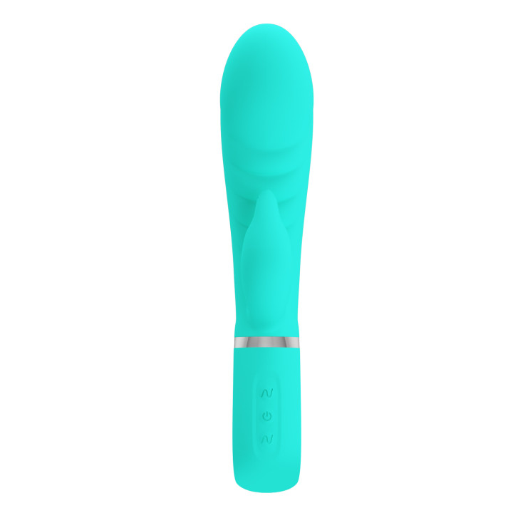 Party Up wibrator silikonowy typ króliczek ładowany usb kolor turkusowy Edward