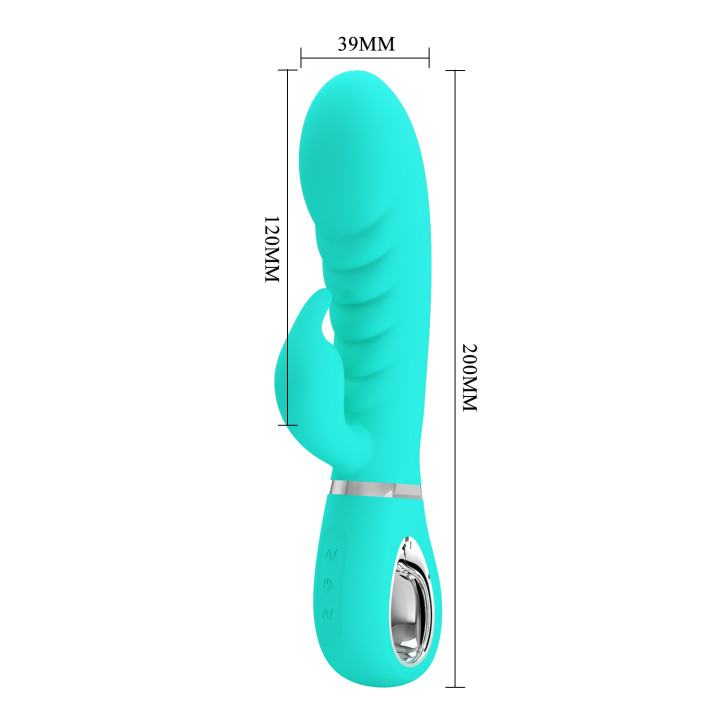 Party Up wibrator silikonowy typ króliczek ładowany usb kolor turkusowy Edward