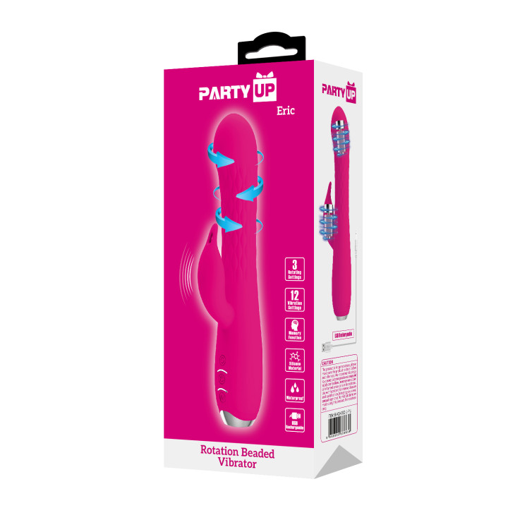 Party Up wibrator silikonowy typ króliczek ładowany usb kolor różowy Eric