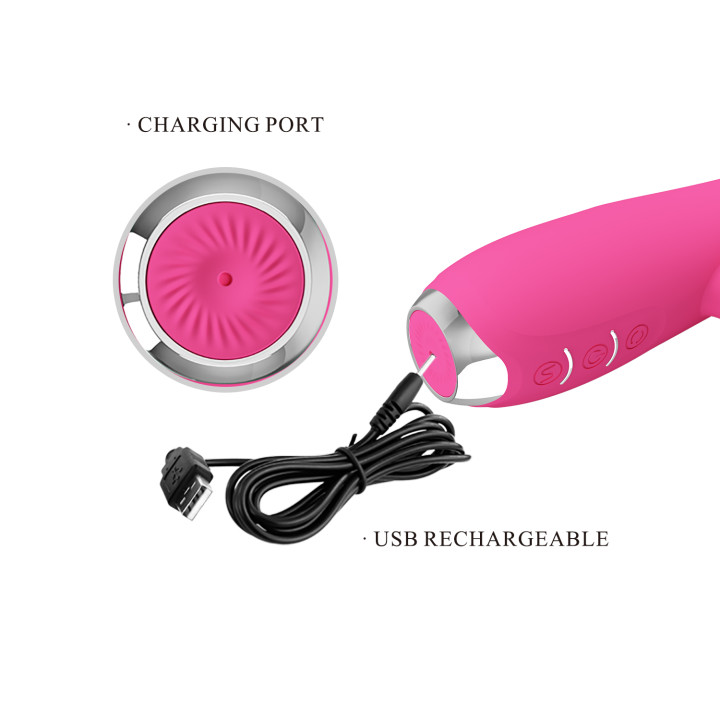 Party Up wibrator silikonowy typ króliczek ładowany usb kolor różowy Eric