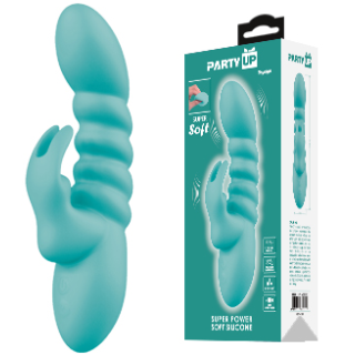 Party Up wibrator silikonowy typ króliczek ładowany usb kolor turkusowy Bryunlun