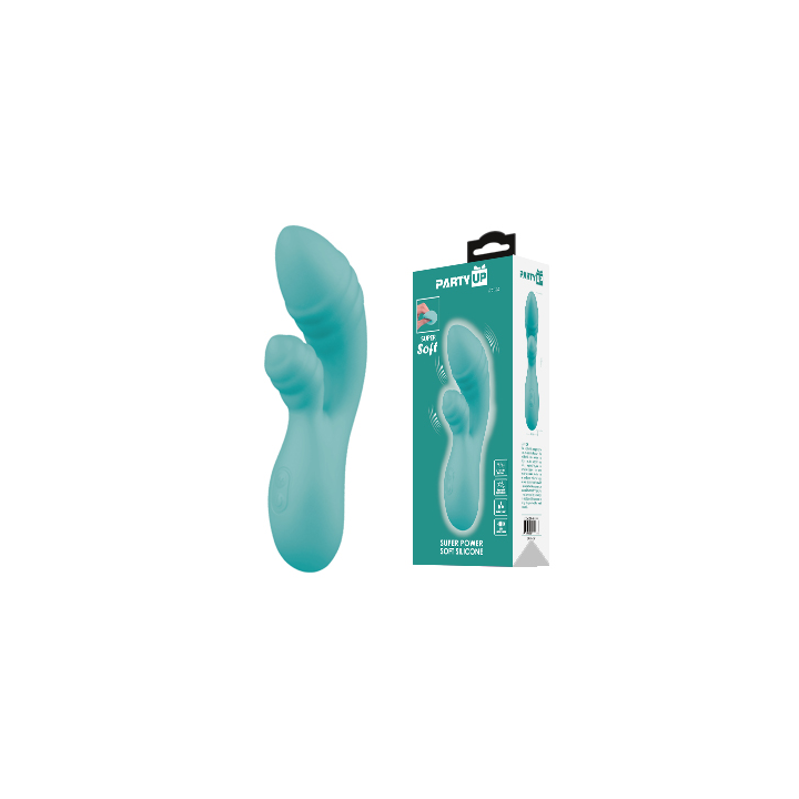 Party Up wibrator silikonowy typ króliczek ładowany usb kolor turkusowy Dalida