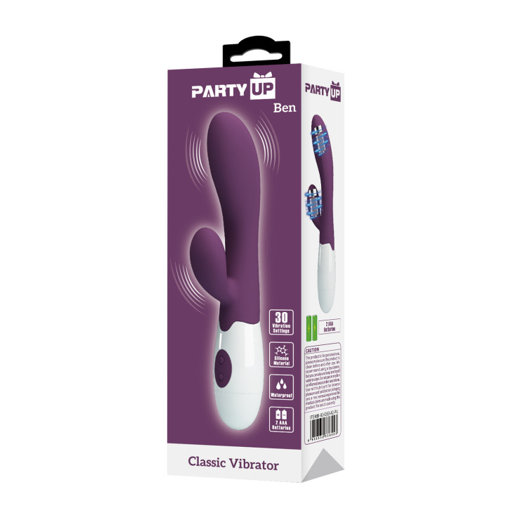 Party Up wibrator silikonowy typ króliczek baterie kolor fioletowy Ben