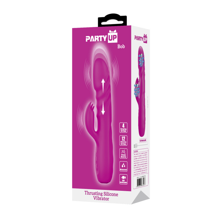 Party Up wibrator silikonowy typ króliczek ładowany usb kolor fioletowy Bob