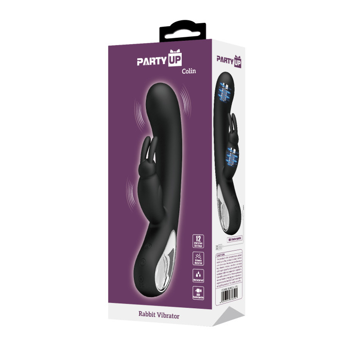 Party Up wibrator silikonowy typ króliczek ładowany usb kolor czarny Colin