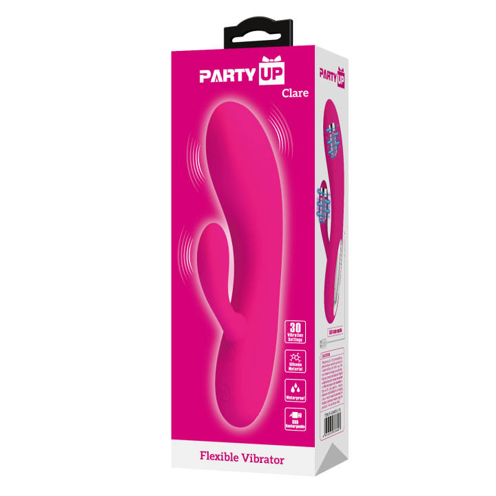 Party Up wibrator slikonowy typ króliczek ładowany usb kolor różowy Clare
