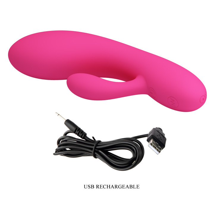 Party Up wibrator slikonowy typ króliczek ładowany usb kolor różowy Clare