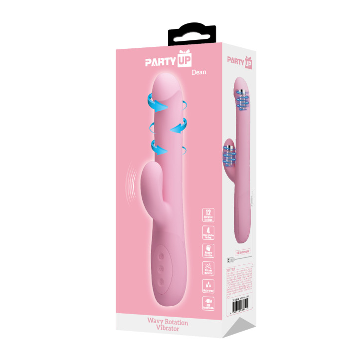 Party Up wibrator silikonowy typ króliczek ładowany usb kolor pudrowy różowy Dean