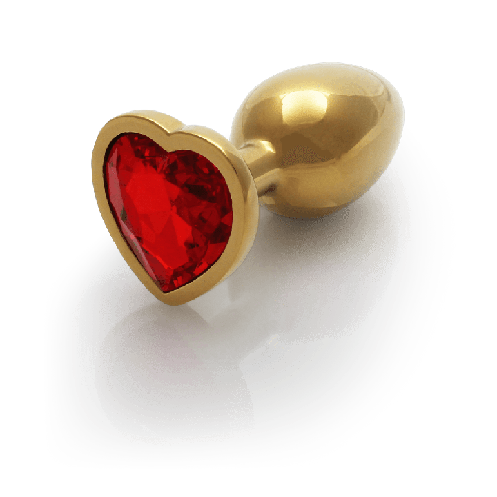 Heart Gem Butt Plug - Small - Gold/Ruby Red