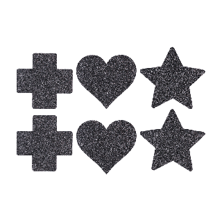 Nipple Cover Set - Cross Star Heart - Black