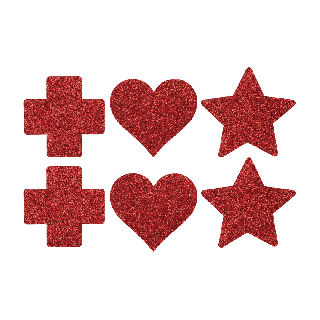 Nipple Cover Set - Cross Star Heart - Red